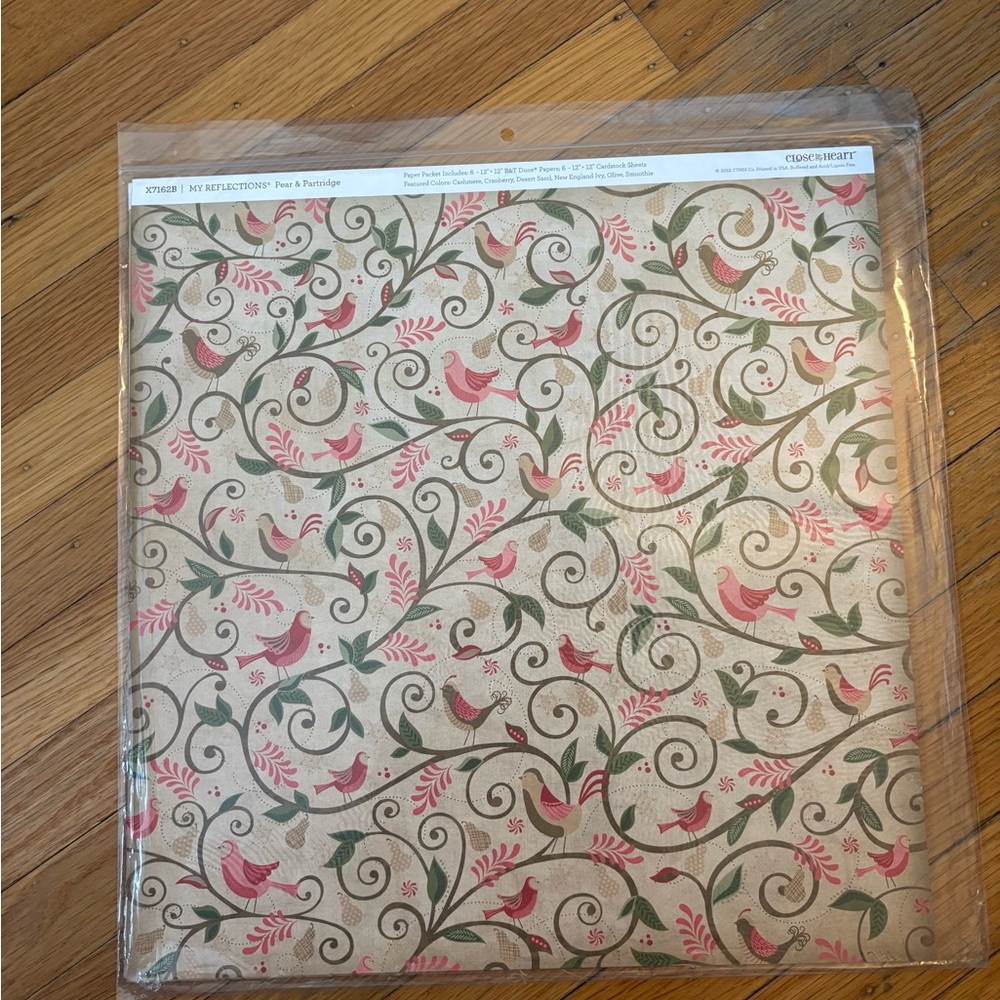 My Reflections Pink & Green Bird Pattern Double-sided Cardstock